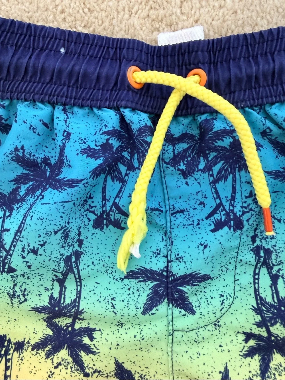 3/$15 Kids Tropical Palm Tree Swim Trunks Size 5/6 Beach Shorts Sunset Print